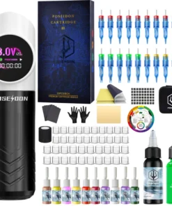 The Extract Zone | POSEIDON Tattoo Machine Set Completo Wireless (1500mAh, 20 Aghi, Gel Transfer)